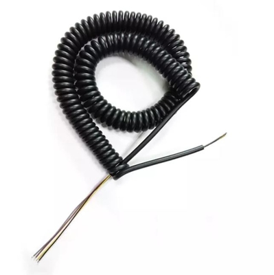 22AWG Black 4-core PU Cables Spiral Coiled Wire